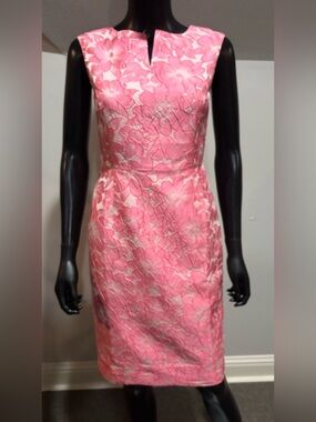 AG Phillips Andrea Phillips Sheath Dress Pink Floral Sleeveless Dress SZ 2